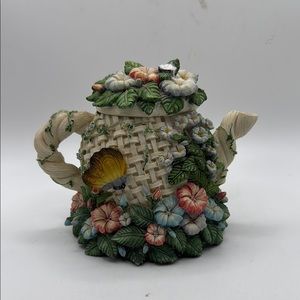 Cherison Prosperity Musical Coin Bank Floral Teapot Butterfly Fairy Cottagecore